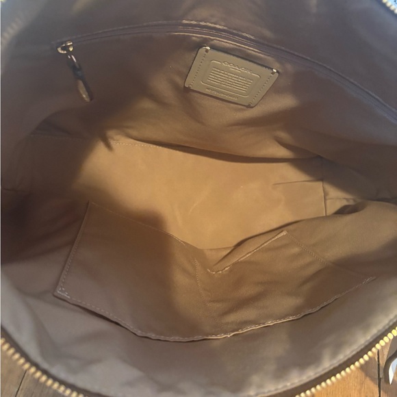 Coach Brown and White Plaid Tote Bag - Picture 10 of 11